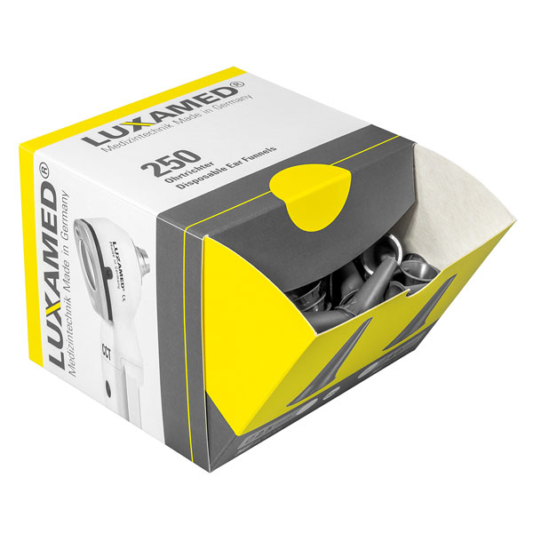 Caixa com 250 espéculos auriculares descartáveis